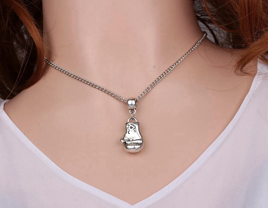 Винтажные Серебристые Металлические боксерские перчатки красивые ожерелья с