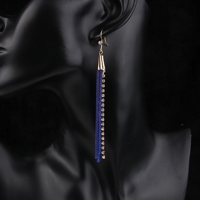 Новый Красный Белый Черный 4 Цвета Блестящий Кристалл Кисточкой мотаться Серьги