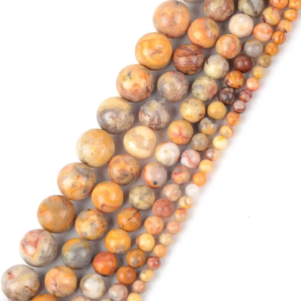Crazy Agate Бусины из натурального камня аксессуары 4-12 мм лазурит гранат Лава carnelian, круглые бусины для самостоятельного изготовления ювелирных изделий Браслеты - Цвет: Crazy Agate