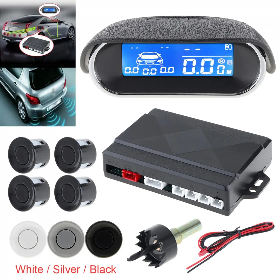 ЖК-дисплей автомобильный монитор датчик парковки комплект Авто радар-детектор 4