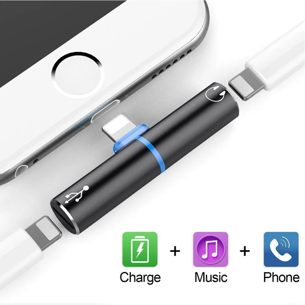 2 в 1 зарядки аудио адаптер для iphone 7 8 plus X iOS Зарядное устройство Adaptateur сплиттер
