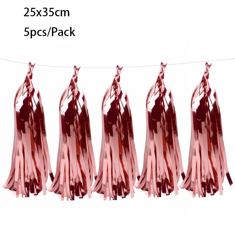 Rose Gold 3 упаковки(15 шт.) 12*35 см розового золота украшения из глянцевой бумаги висит гирлянда баннеры нулевой день рождения DIY Craft на день рождения Свадебные украшения - Цвет: Rose Gold