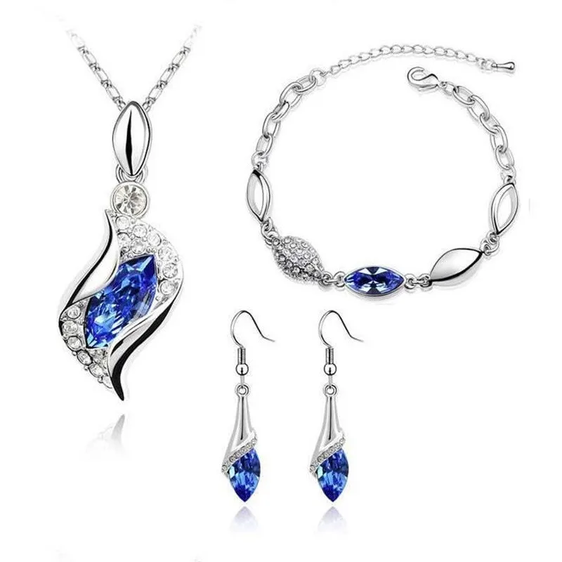 3 шт. Женский Свадебный комплект из колье серёг и браслета|Ювелирные наборы для