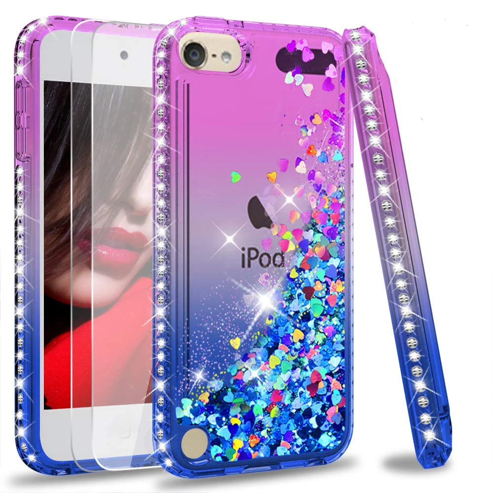 Чехол с блестками для Apple iPod Touch 6 чехол 5 жидкими плавающий блестящий