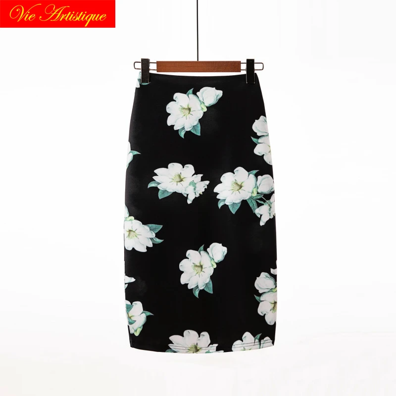 Черная юбка с цветочным рисунком юбки vadim женские boho femme размера плюс летние