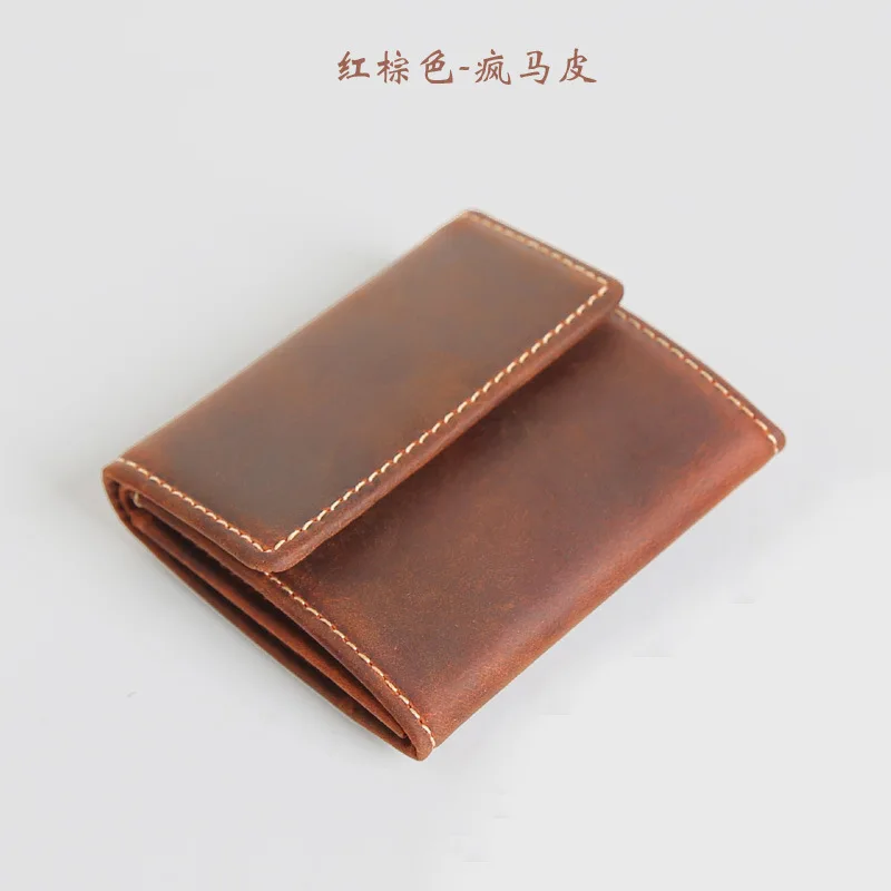 Red-brown CICICUFF Кошелек для монет, чехол для визиток, натуральная кожа, мужской мини-кошелек, Женский кошелек для монет, ID держатель для банковской кредитной карты, кошельки - Цвет: Red-brown