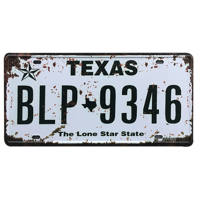 Texas BLP 9346 металлический номерной знак для автомобиля жестяной винтажный Декор