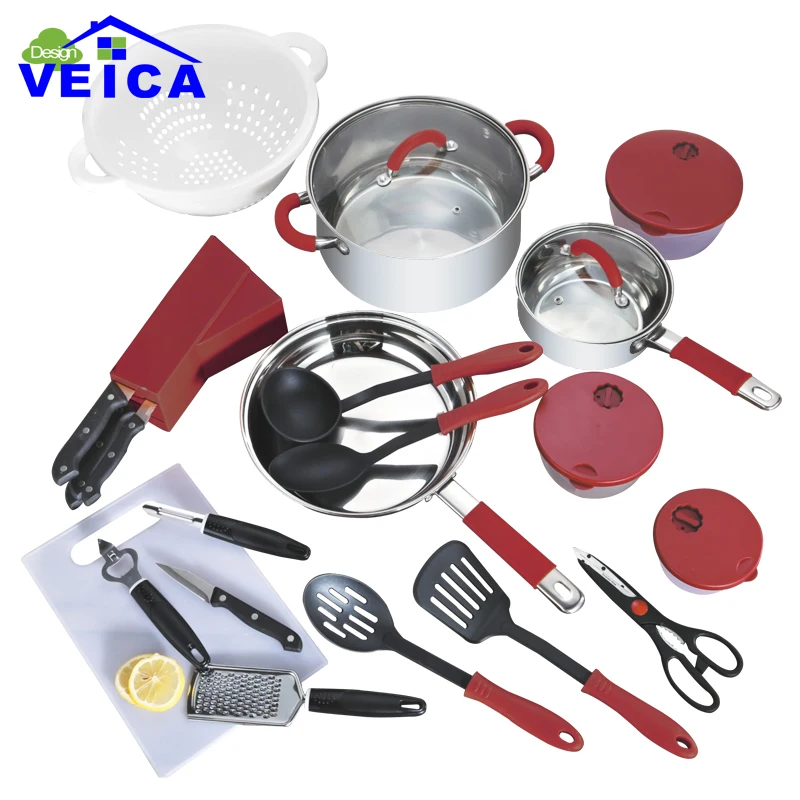 Кастрюли из нержавеющей стали 24 шт. сковороды с двухсторонней сковородой