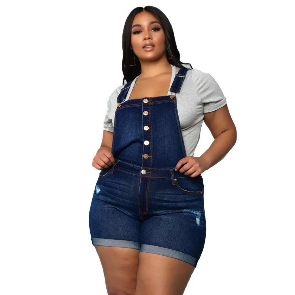 MUQGEW short rompers womens jumpsuit Hight Waisted Plus Size Pocket Denim Jeans Stretch Short Jumsuit combinaison femme#y4