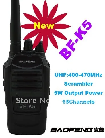 Новое поступление хорошего качества Baofeng BF K5 UHF: 400 470 МГц 16 каналов 5 Вт Портативное