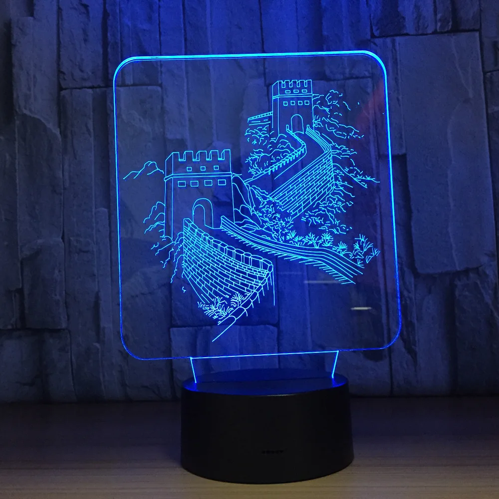 

Chinese GreatWall 3D Lamp Colorful Touch LED Light Fixtures Led Decoration Creative Product Decor Gift Night Light Drop Shipping
