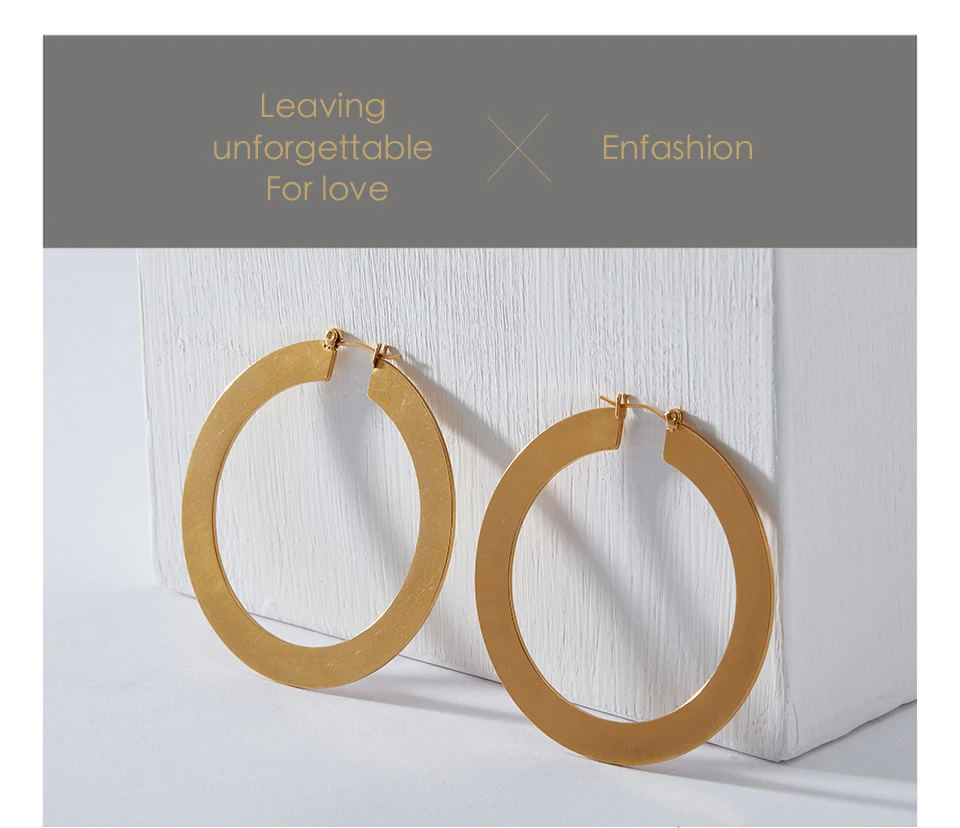 Enfashion винтажные большие серьги-кольца матовые серьги золотистого цвета из нержавеющей стали круглые серьги для женщин ювелирные изделия oorbellen