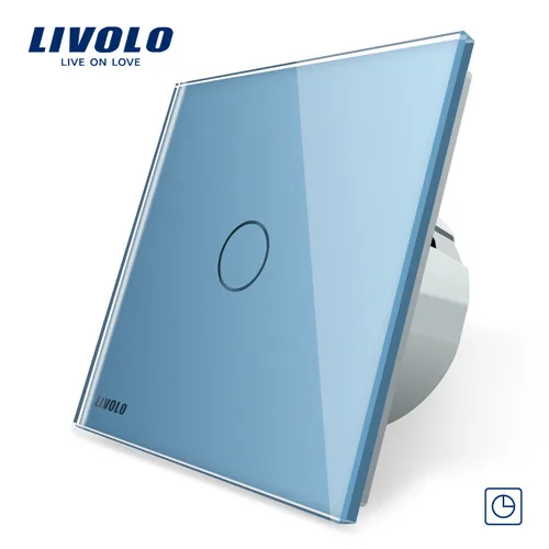 Blue Livolo/Стандартный таймер(30 s задержки), переменный ток, 220~ 250 V, 3 цвета Стекло Панель, сенсорный выключатель света+ светодиодный индикатор, C701T-1/2/3/5 - Цвет: Blue