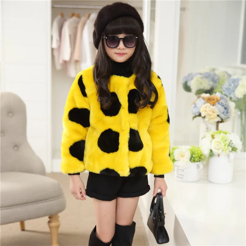 Kids Coats Girls Winter 2018 Fashion Faux Fur Thicken Warm Polka Dot Jacket Brand Casaco Infantil Girl jackets Coat |