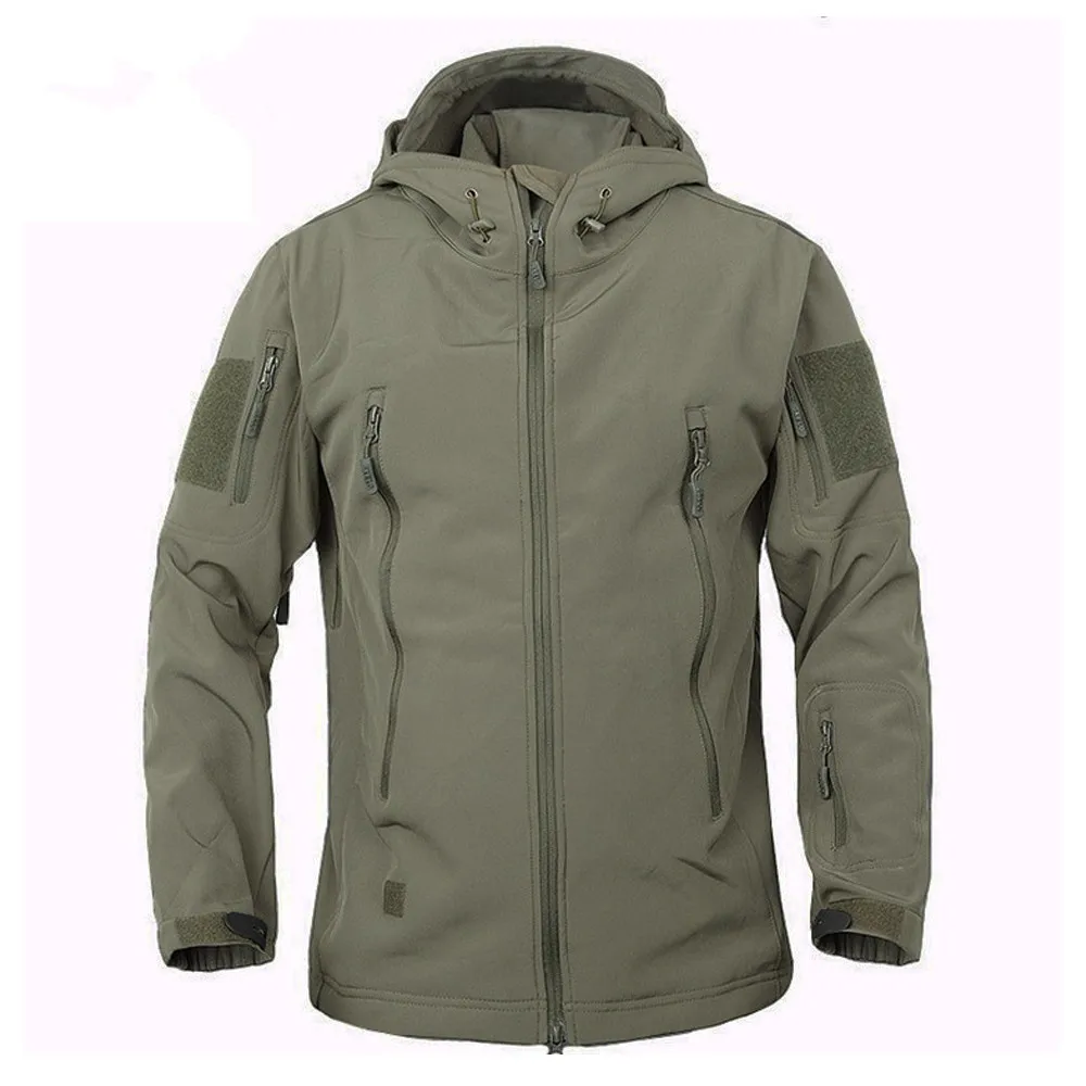 Army Green Мужская куртка для рыбалки, мягкая оболочка, Акула, мужская куртка для охоты на открытом воздухе, водонепроницаемая куртка, ветрозащитная куртка - Цвет: Army Green