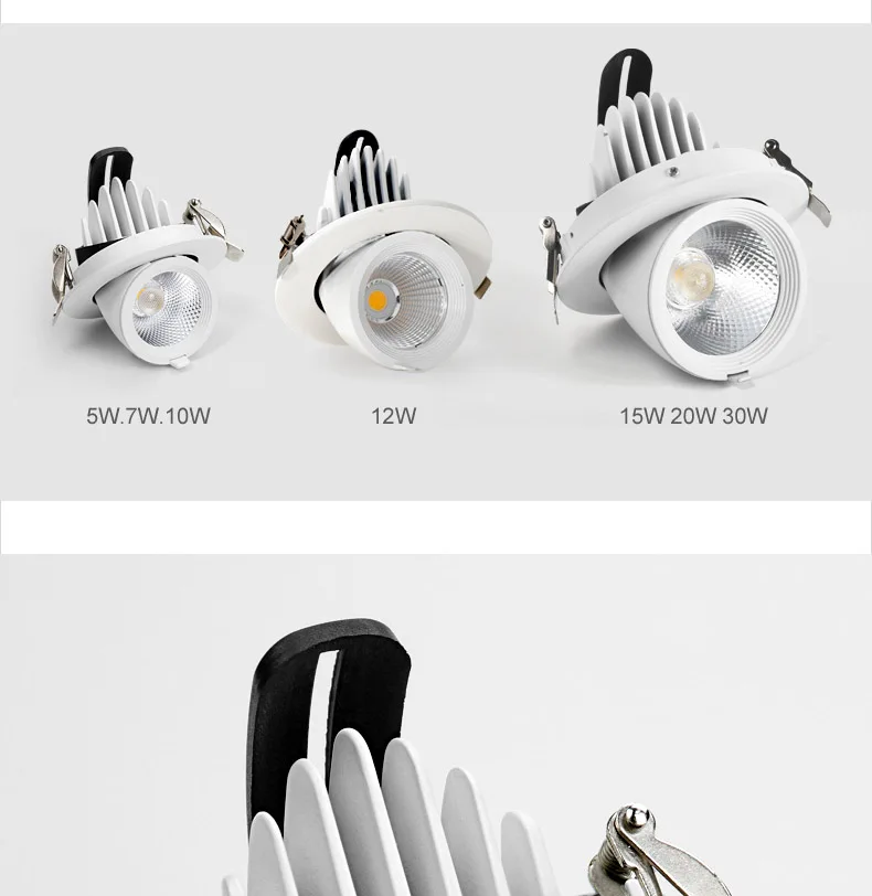 Dimmable Светодиодный точечный светильник со слоном в носу, встраиваемый потолочный светильник COB, светильник для гостиной, коридора, магазина одежды, осветительные приборы
