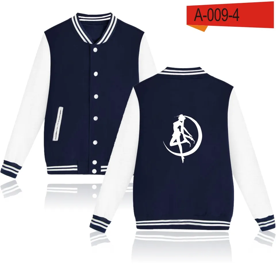 navy blue and white LUCKYFRIDAYF Tsukino Усаги монолитная бейсбольная куртка толстовка женская толстовка аниме Сейлор Мун зимние толстовки Женская куртка одежда - Цвет: navy blue and white