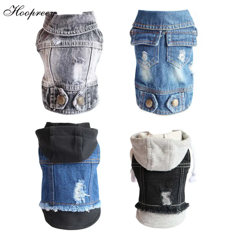 Весенняя Модная Джинсовая куртка с капюшоном для собаки ковбойская Повседневная