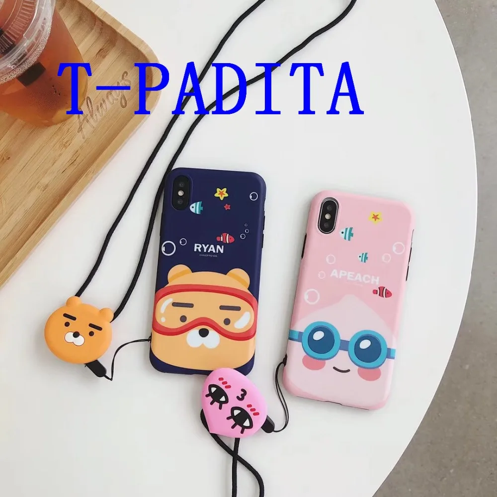 T PADITA Забавный мультфильм чехол с Слинг для iPhone 7/7 плюс Мягкая силиконовая задняя