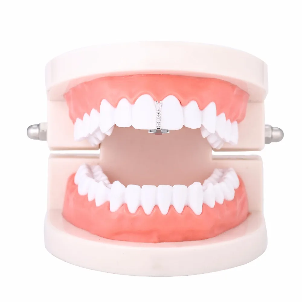 TOPHIPHOP Creative New Style Grillz Luxury Zircon With Diamond Gold Brace Single Tooth Unisex |