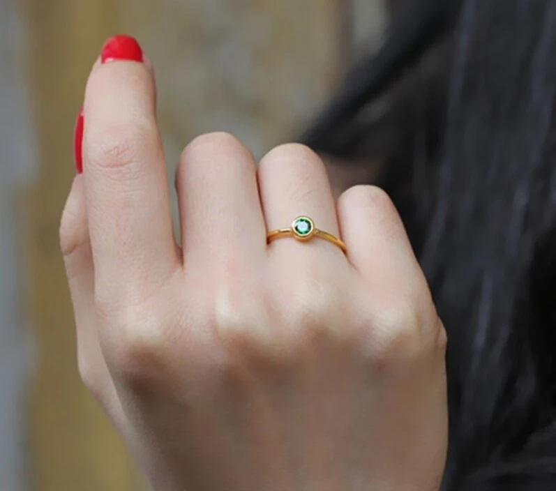 Чистое 999 однотонное желтое Золотое кольцо 24 карата/женское зеленое на удачу/США