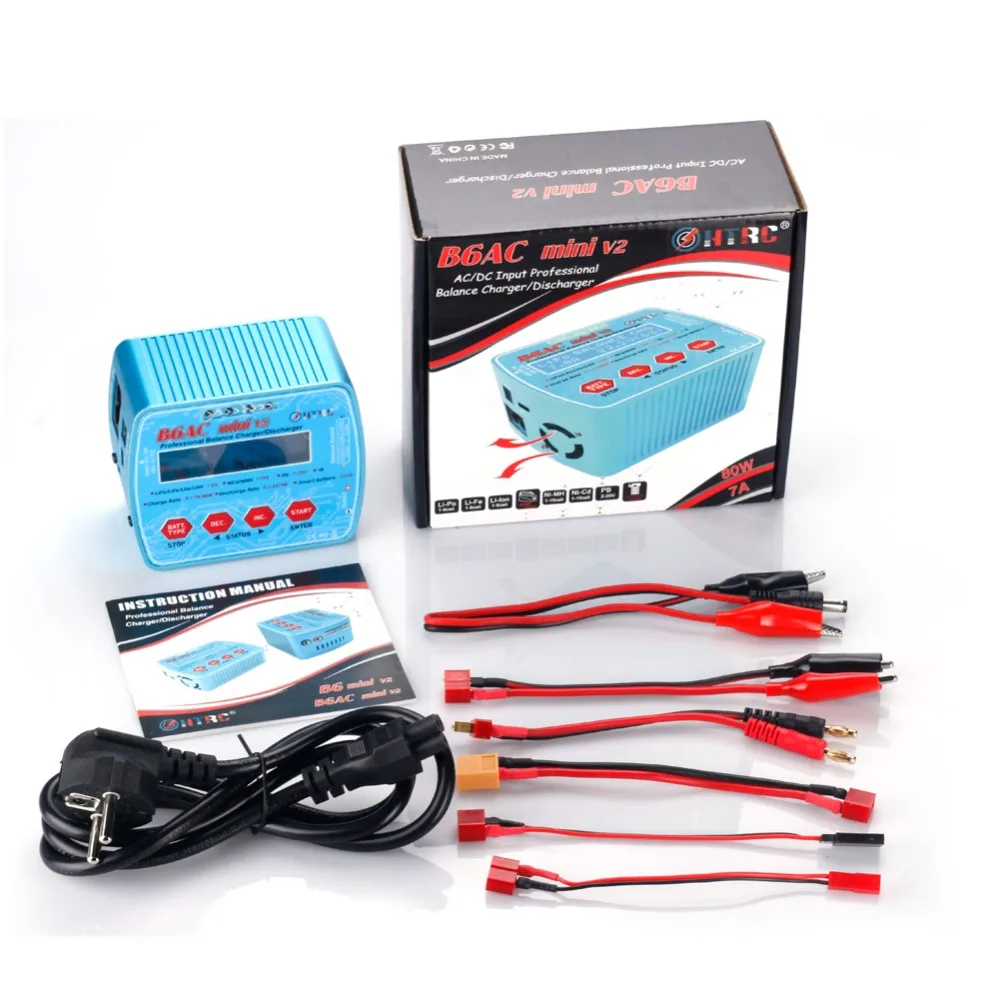 HTRC зарядное устройство iMax B6AC Mini V2 80 Вт 7A цифровой карманный RC Баланс Lipo Lihv LiIon LiFe NiCd NiMH батарея Dis зарядное устройство