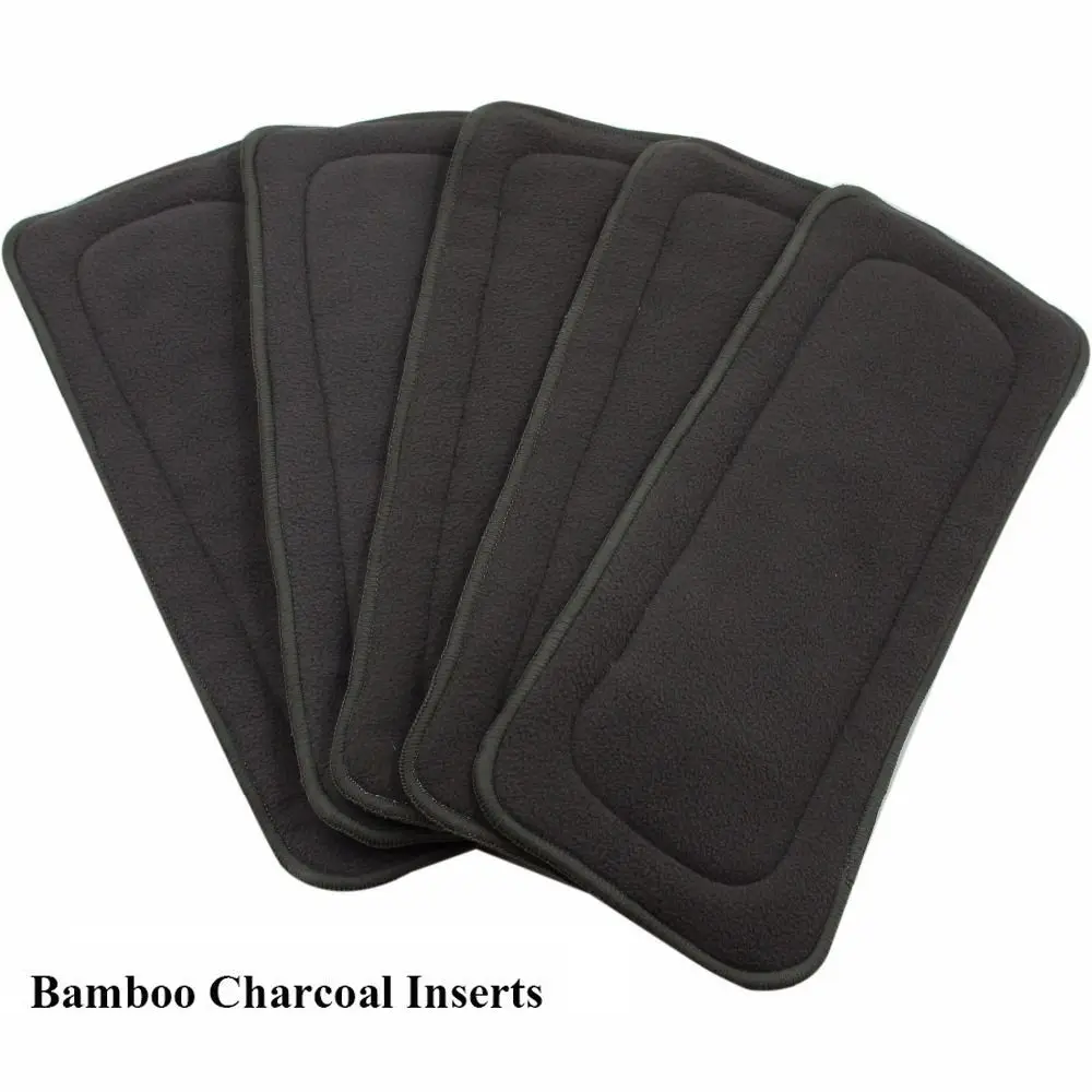 5 шт./лот многоразовый бамбуковый угольный вкладыш для детских подгузников