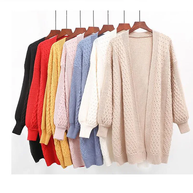 

2019 autumn new women's Sweater knit cardigan casual long section Korean version of the loose sweater knit cardigan coat women