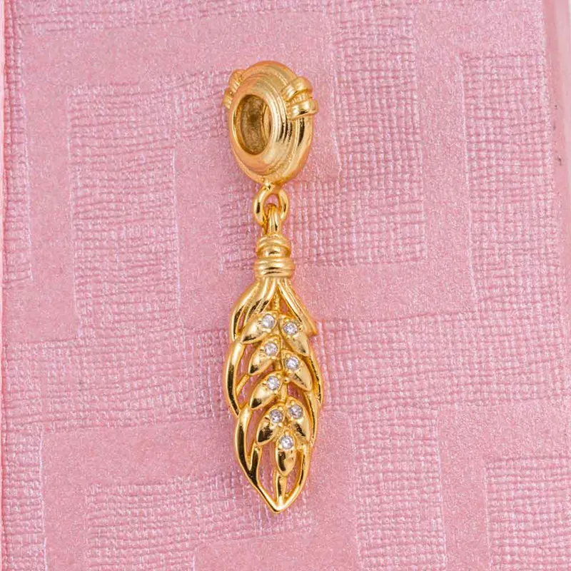 Authentic Gold Plated Shine Floating Grains Charm 925 Sterling Silver Pendant fit Original Brand Bracelet Bangle | Украшения и