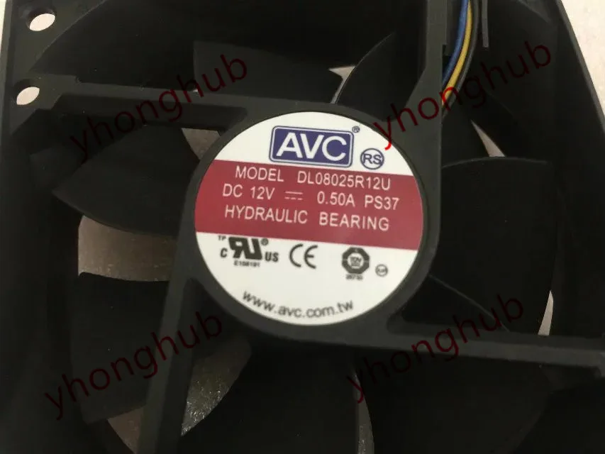 AVC DL08025R12U PS37 DC 12V 0.50A 80x80x25 мм Сервер вентилятор охлаждения 4 провода|square fan|server fandc fan
