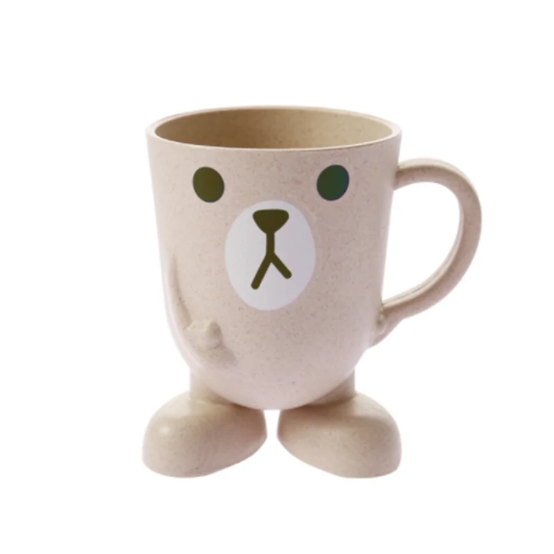 beige Детские бамбуковые чашки для зубных щеток с героями мультфильмов, Детские стаканчики для мытья воды для детей, детские бутылочки для кормления, Детские тренировочные чашки - Цвет: beige