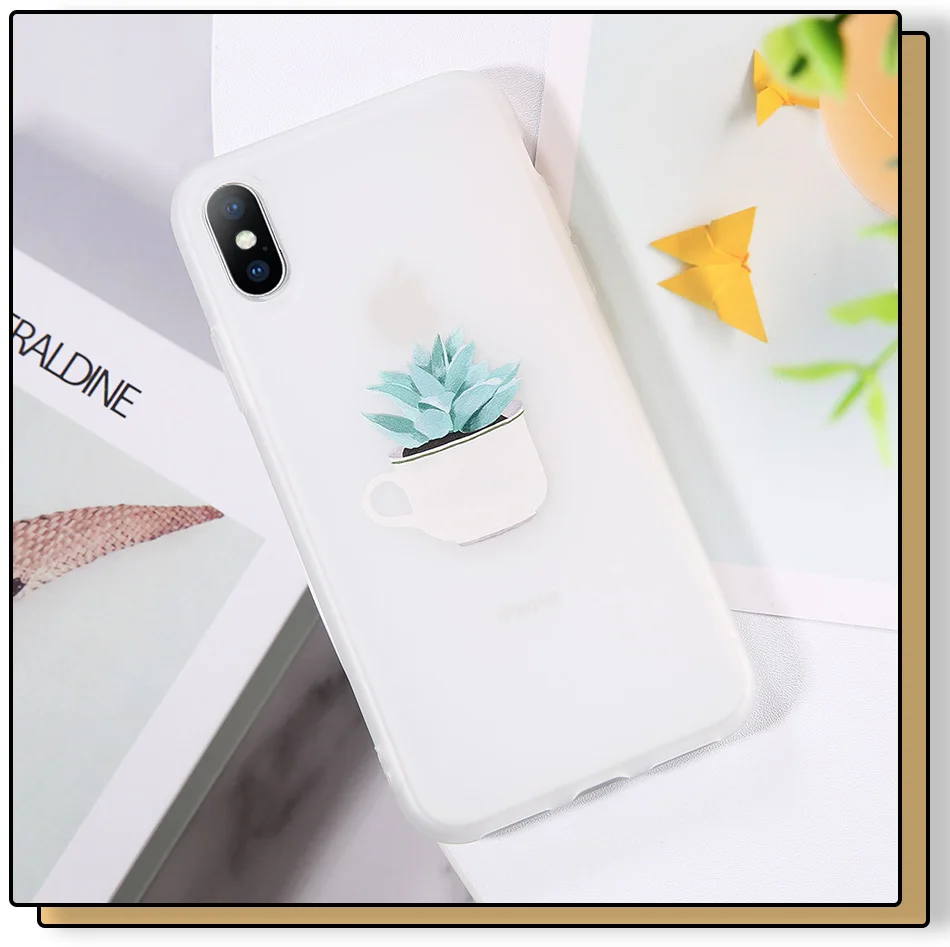 Чехол для телефона USLION Green Potted Plant Leaf для iPhone 11 Pro Max X XS Max XR, чехол для iPhone 6 7 6S 8 Plus, мягкий прозрачный чехол из ТПУ