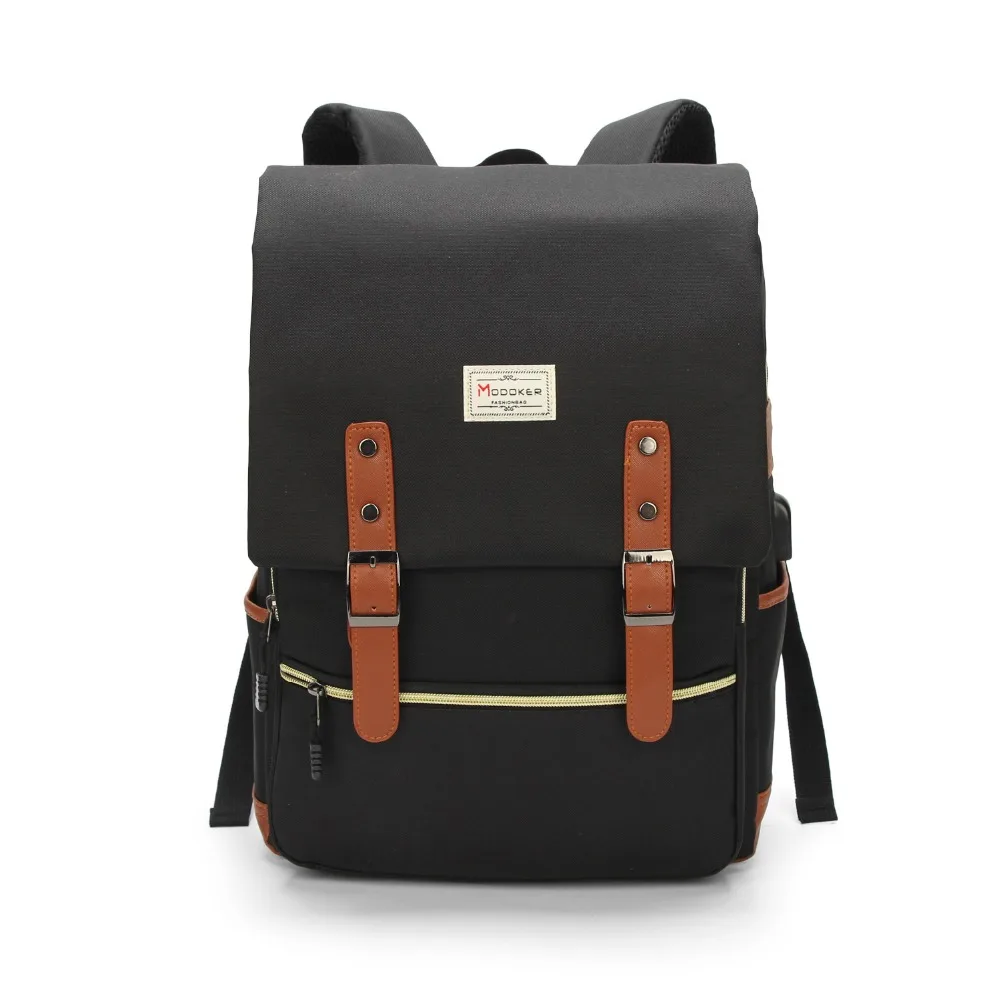 Modoker Vintage Laptop Backpack for Women Men School College Backpack with USB Charging Port Fashion Backpack Fits 15 Laptop