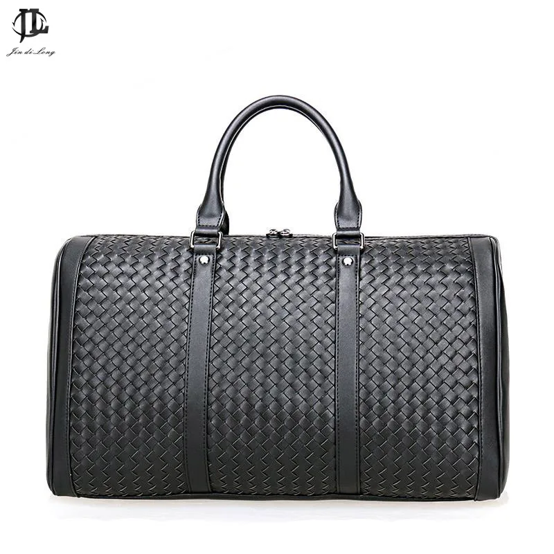 Брендовая дорожная сумка Prius из натуральной кожи мужская спортивная плетеная