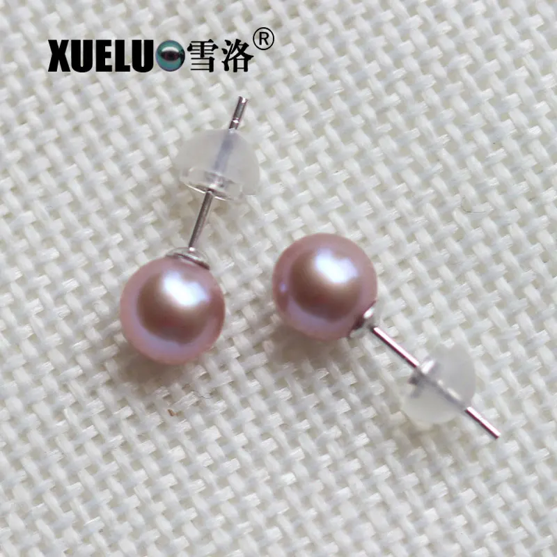 Серьги гвоздики XUELUO из серебра 925 пробы с натуральным пресноводным
