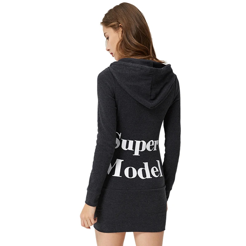 Женское платье с капюшоном осень 2018 шикарное повседневное худи длинными