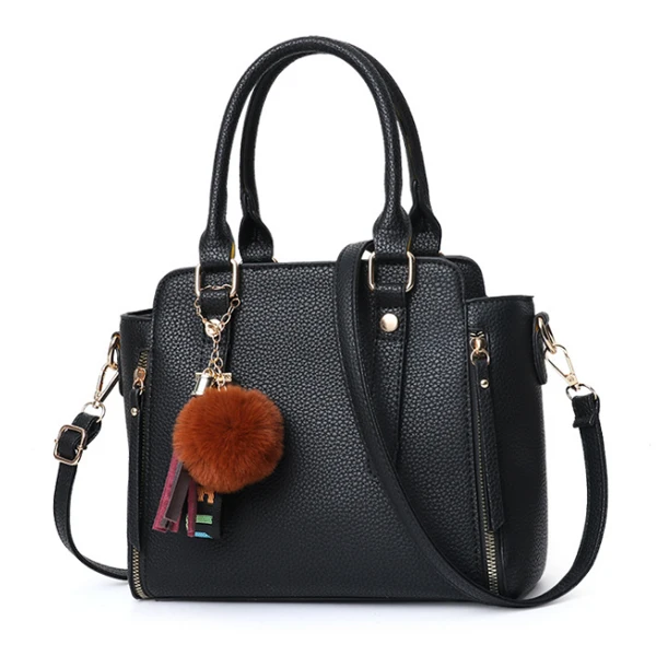 Меховой шарик висит для женщин сумки одноцветное цвет сумка женская через плечо