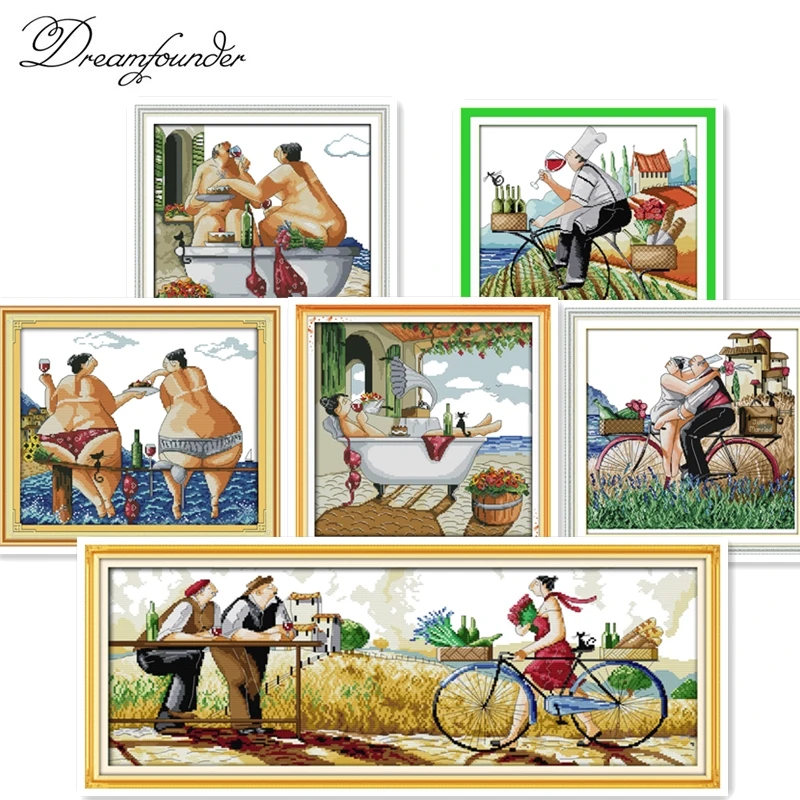 

Enjoy life cross stitch kit cartoon count print 18ct 14ct 11ct cotton thread embroidery DIY handmade needlework multi pictures