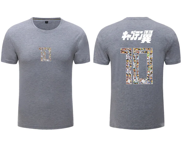 Captain Tsubasa № 10 Tsubasa озоре японский печать мультфильм футболка короткий рукав Для мужчин футболка - Цвет: Gray