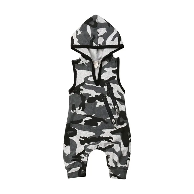 Camouflage Г. Летняя одежда для малышей модные комбинезоны с капюшоном для новорожденных мальчиков камуфляжное платье из латекса без рукавов на молнии Комбинезоны для детей от 0 до 24 месяцев - Цвет: Camouflage