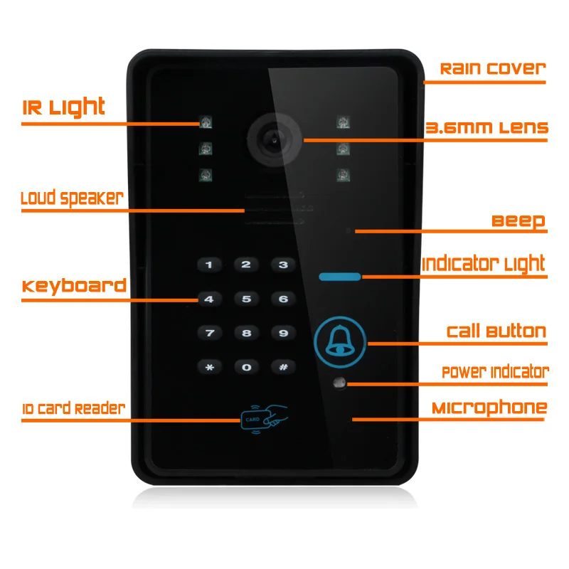 

Yobang Security 9 inch RFID Password Recording Video Door Phone Intercom Rainproof Night Vision with Wireless Remote Control