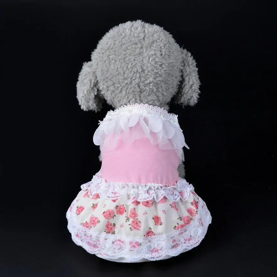 Одежда для питомцев 2017 модное платье собак милое хлопковое кружевное с цветами