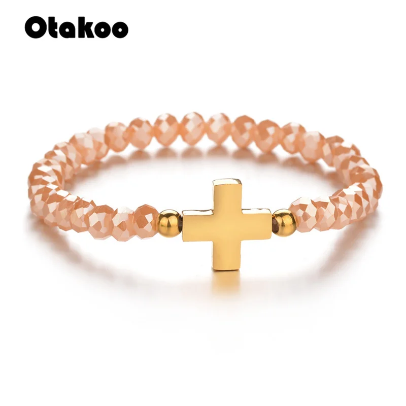Otakoo красный синий оранжевый шампанское браслет из бисера для женщин крест