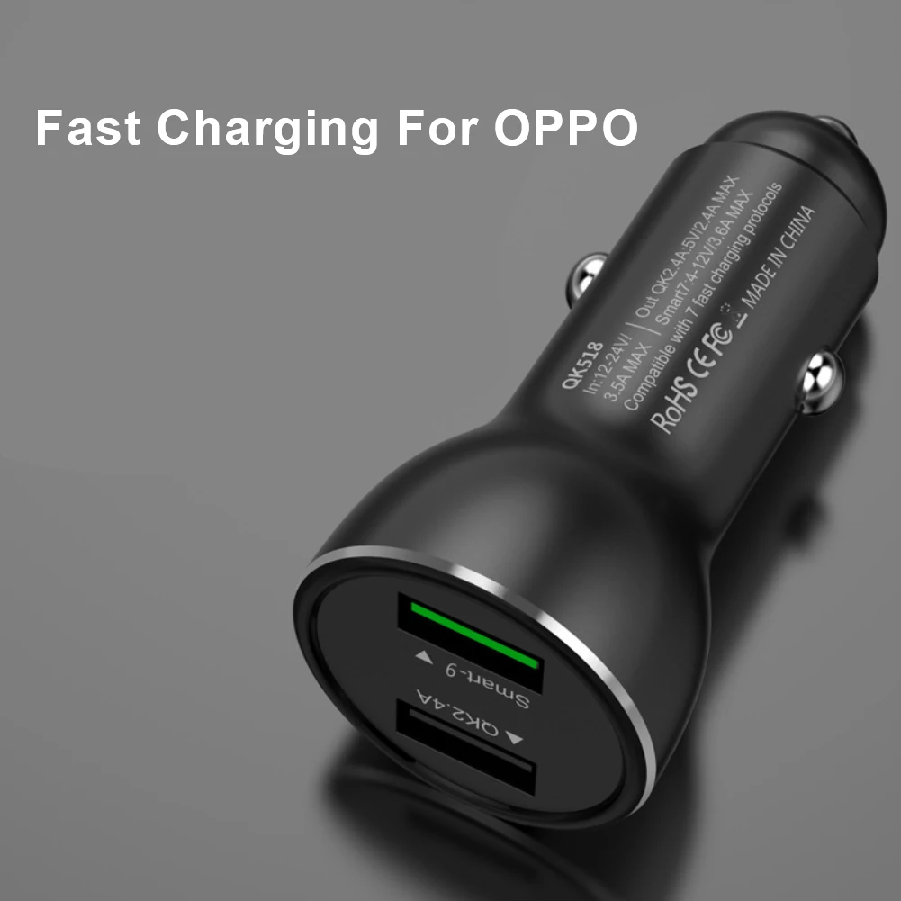 QK518 QC3.0 супер быстрая зарядка светодиодный двойной Переходник USB для зарядки в машине для Oppo Xiaomi