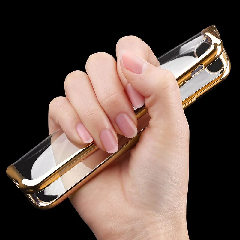 Роскошное Гальванопокрытие, хромированный Прозрачный чехол для iPhone XS MAX XR 8 7 6s 6 Plus 5S SE, прозрачный позолоченный чехол