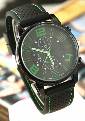 Часы мужские Спортивные кварцевые с круглым циферблатом и силиконовым