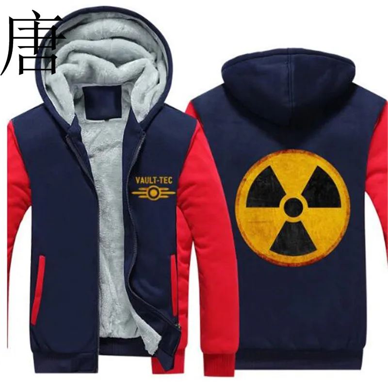 picture 1 Новая брендовая игровая видео Fallout Nuclear Radiation Symbol утепленная толстовка Fallout Vault-Tec теплая флисовая куртка на молнии с капюшоном - Цвет: picture 1