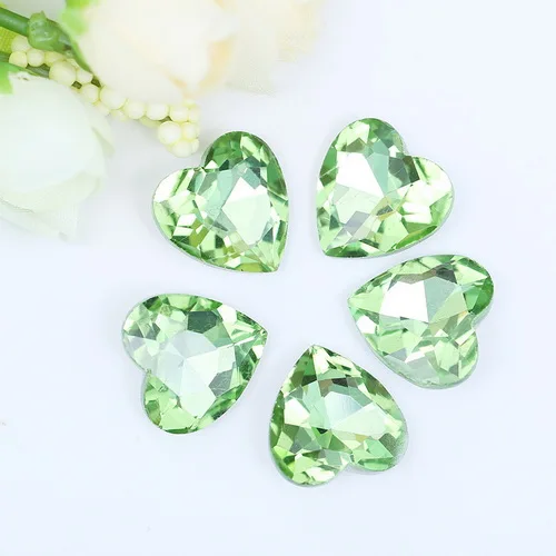 peridot Разноцветные стеклянные стразы в форме сердца для одежды, аксессуары для телефонов 8 мм 10 мм 12 мм 14 мм 18 мм 27 мм - Цвет: peridot