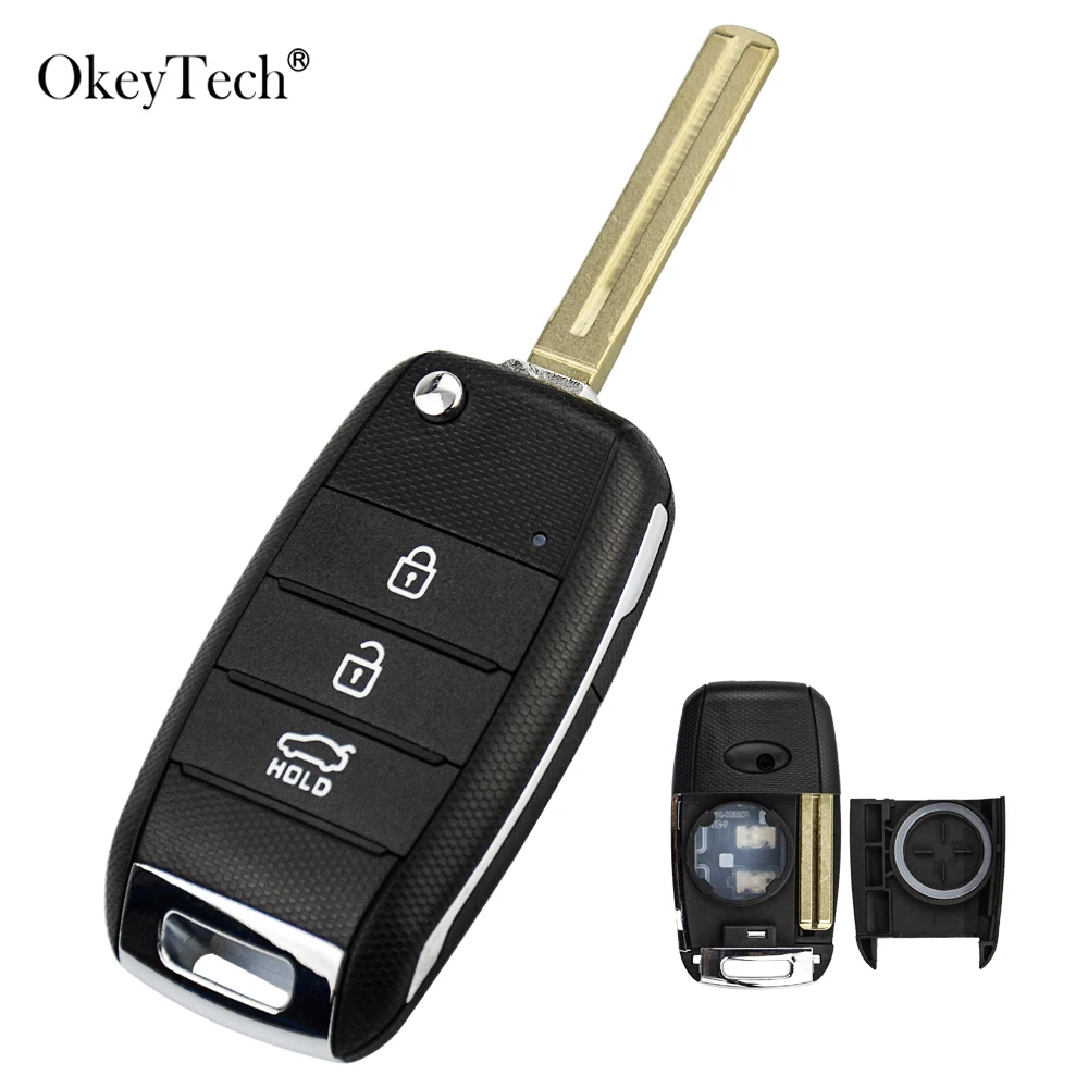 Складной чехол для дистанционного ключа с 3 кнопками OkeyTech KIA K2 K3 K5 Carens Cerato Forte