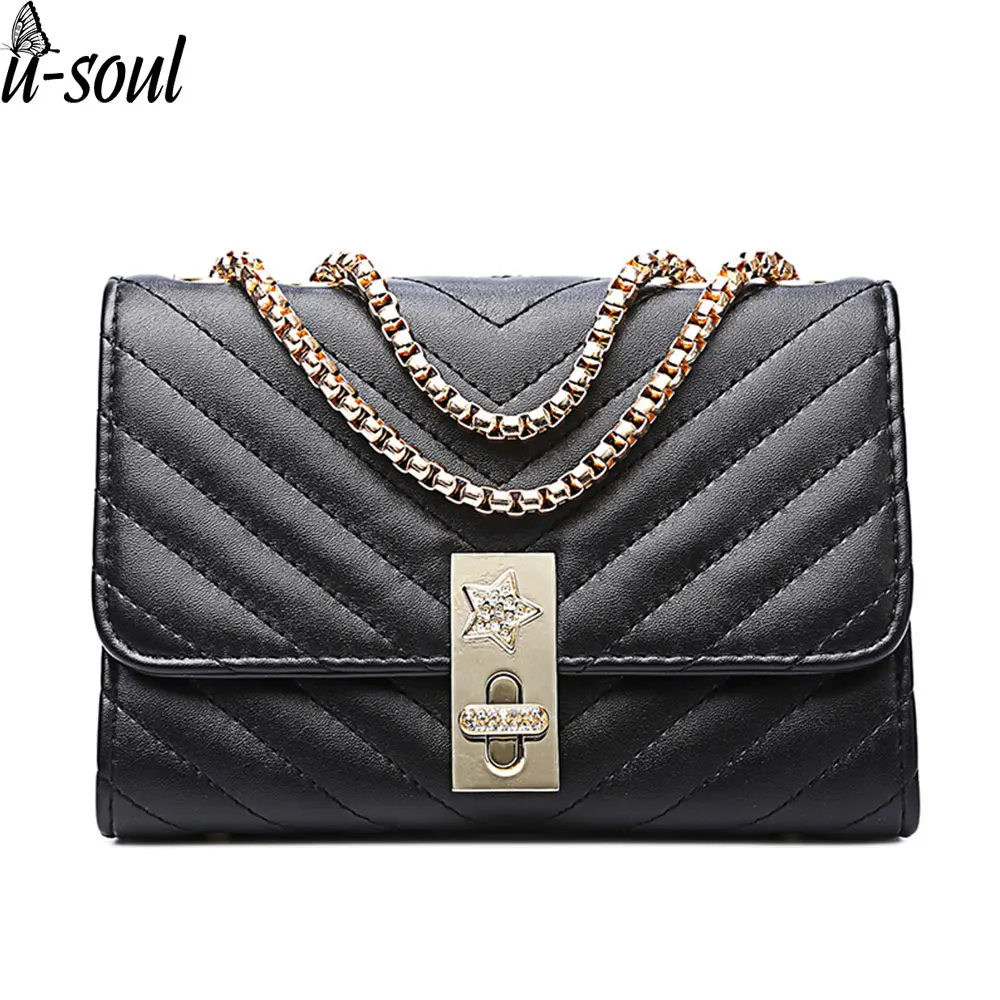 Сумки Женская с замком цепь pu кожа женская сумка на плечо высокое качество сумки